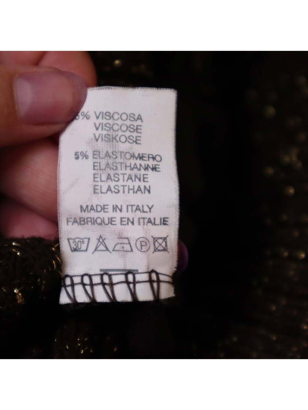 Y2K Italian Brown and Gold Printed Turtleneck (S) - Picture 5 of 5